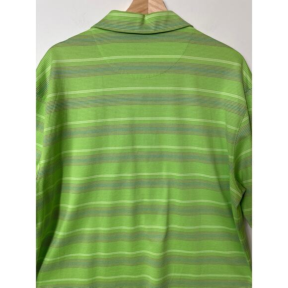 Nike Tiger Woods Collection Golf Polo Dri-Fit Stripes Lime Green Size L - Picture 8 of 11